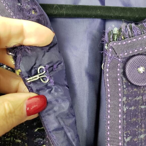 Chicos Size L Boucle Tweed Blazer Jacket Preppy Old Money Tea Office Career - Picture 4 of 10